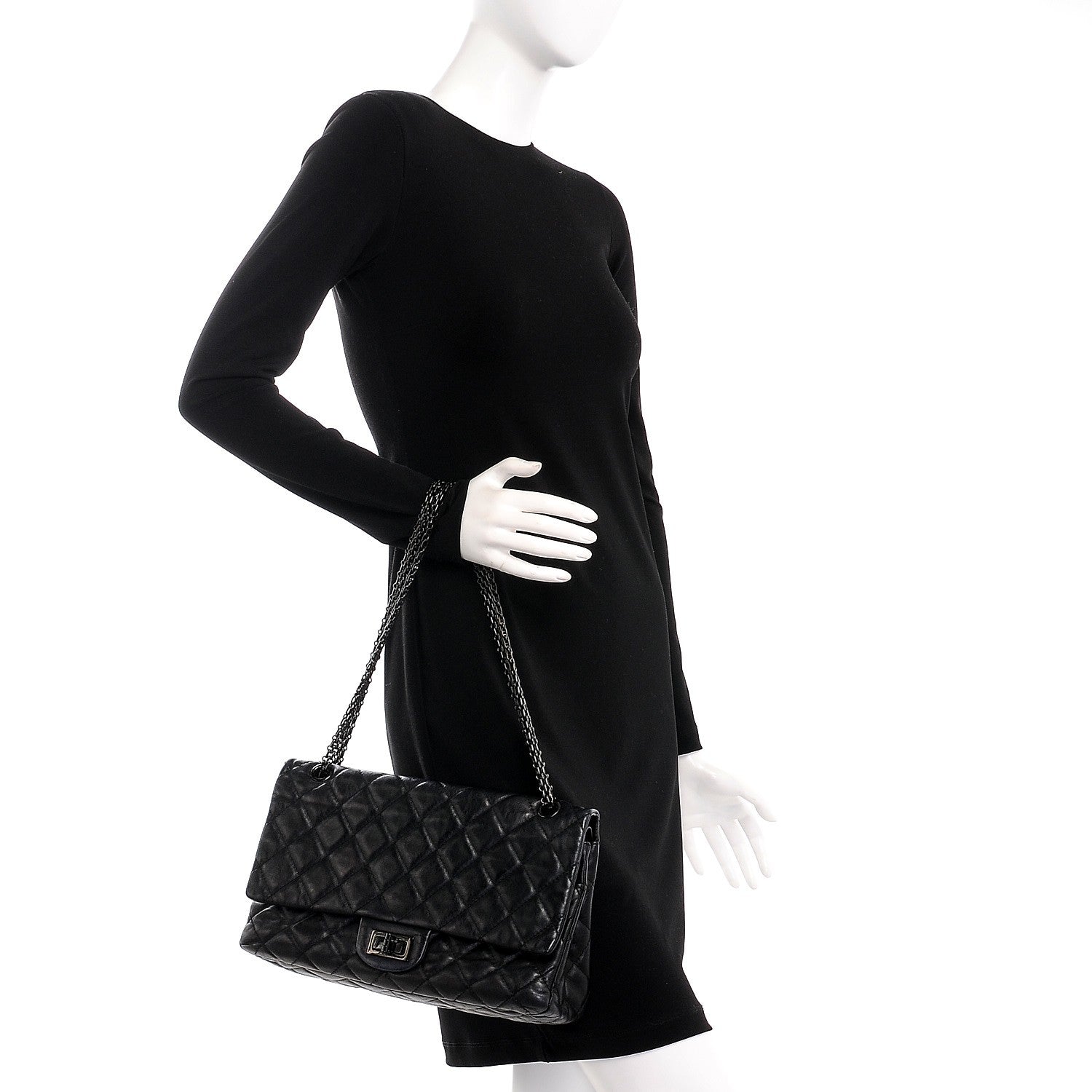 Chanel Glazed Calfskin Quilted 2.55 Reissue 227 Flap So Black 2 of 9