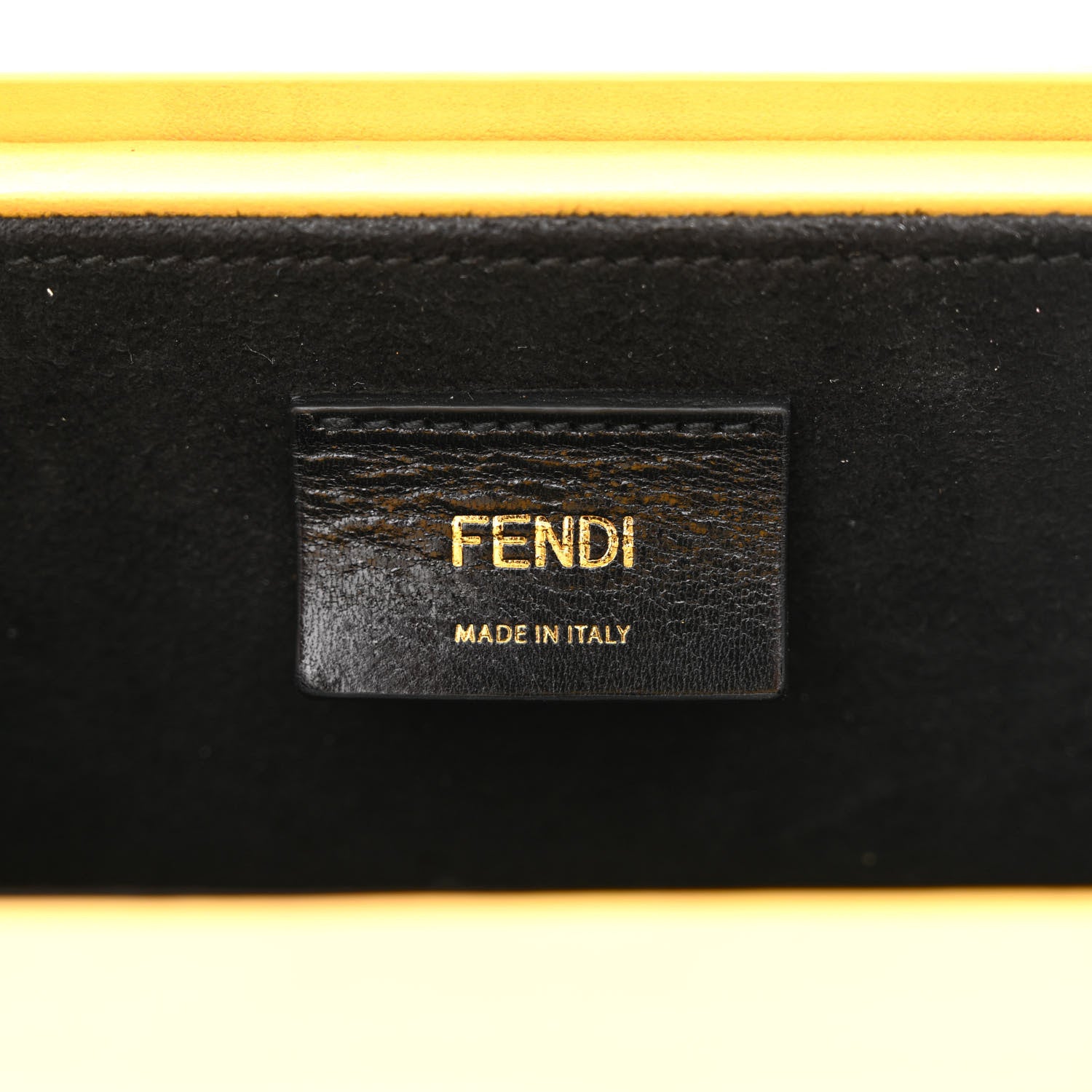 Fendi Vitello Fluffy Logo Horizontal Box Crossbody Bag Yellow Box Black 6 of 11