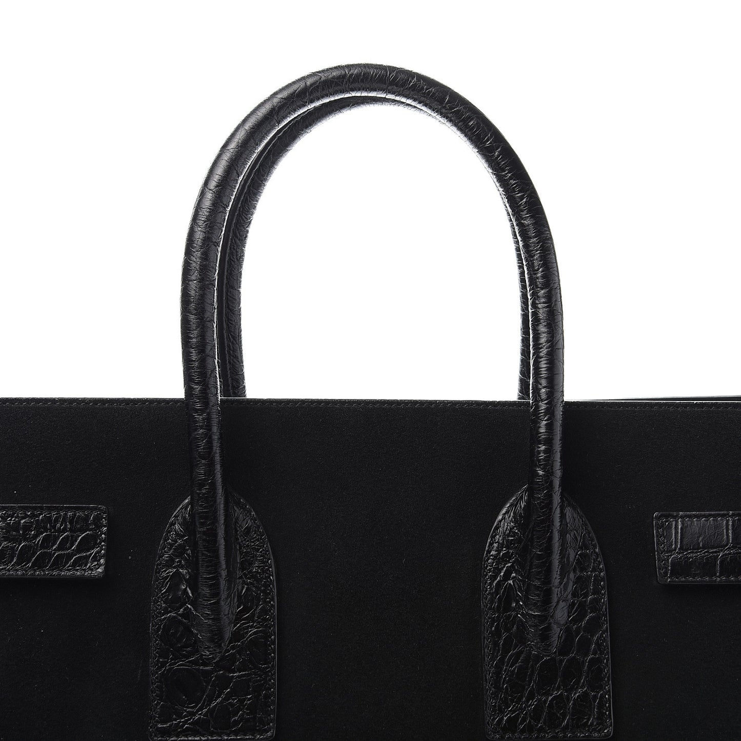 Suede Crocodile Embossed Small Sac De Jour Black