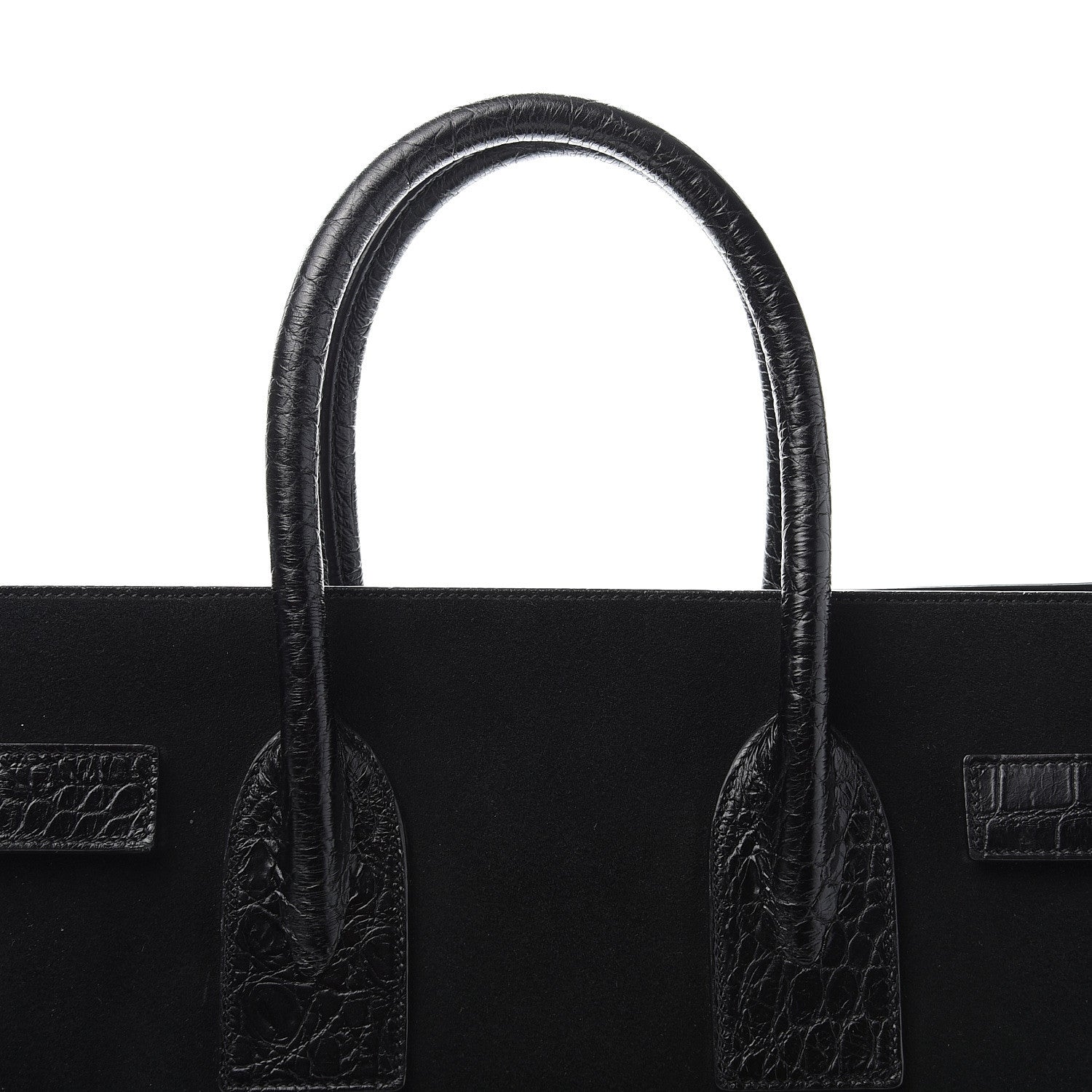 Saint Laurent Suede Crocodile Embossed Small Sac De Jour Black 13 of 15