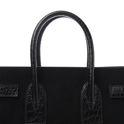 Saint Laurent Suede Crocodile Embossed Small Sac De Jour Black 13 of 15