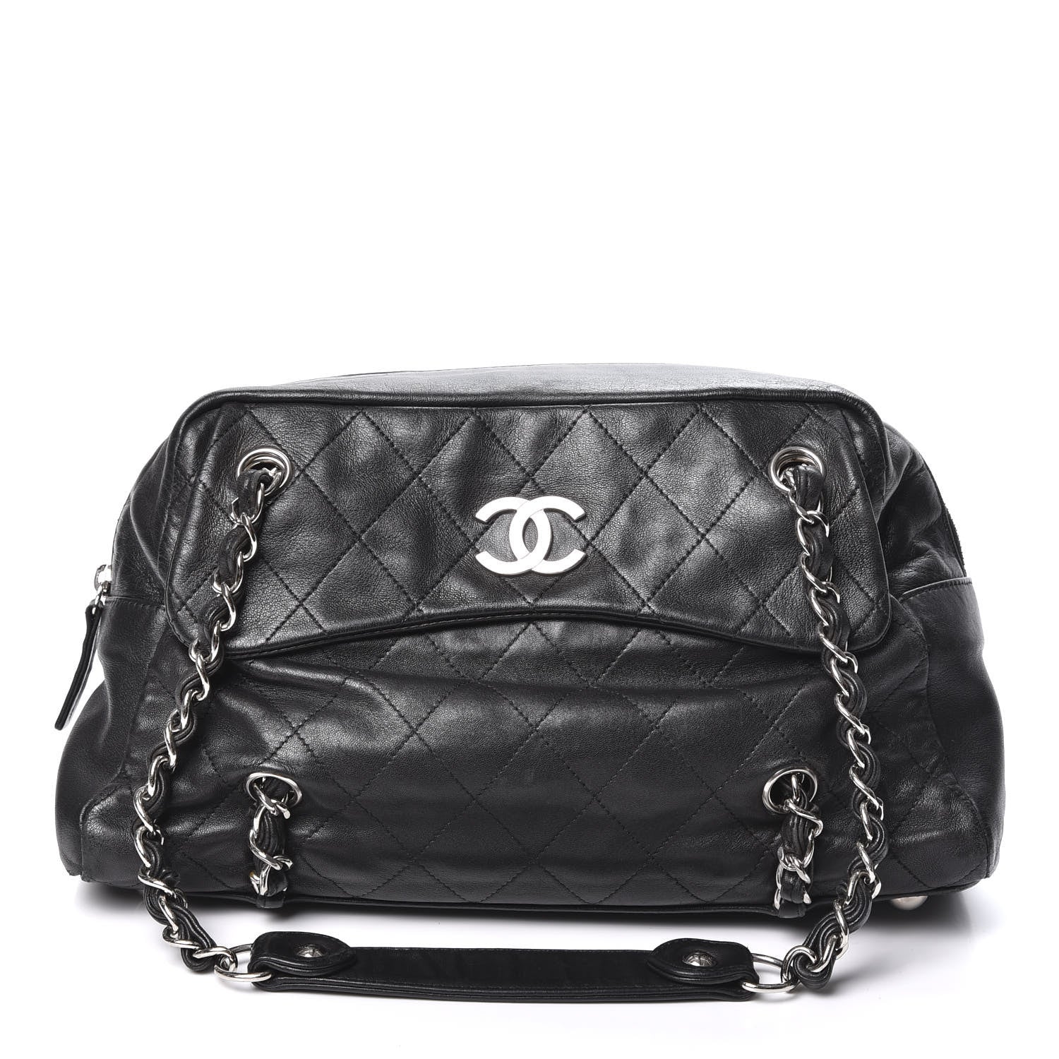 Chanel Lambskin Quilted Medium Chain Around Tote Black 1 of 10