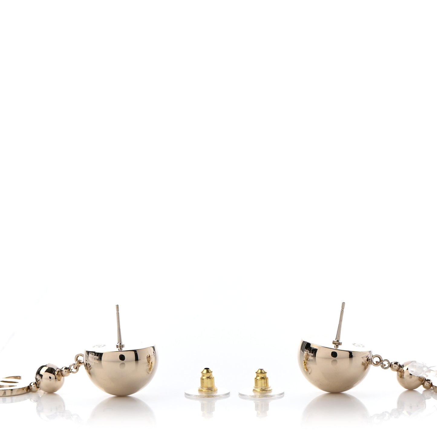 Metal CC Drop Earrings Gold