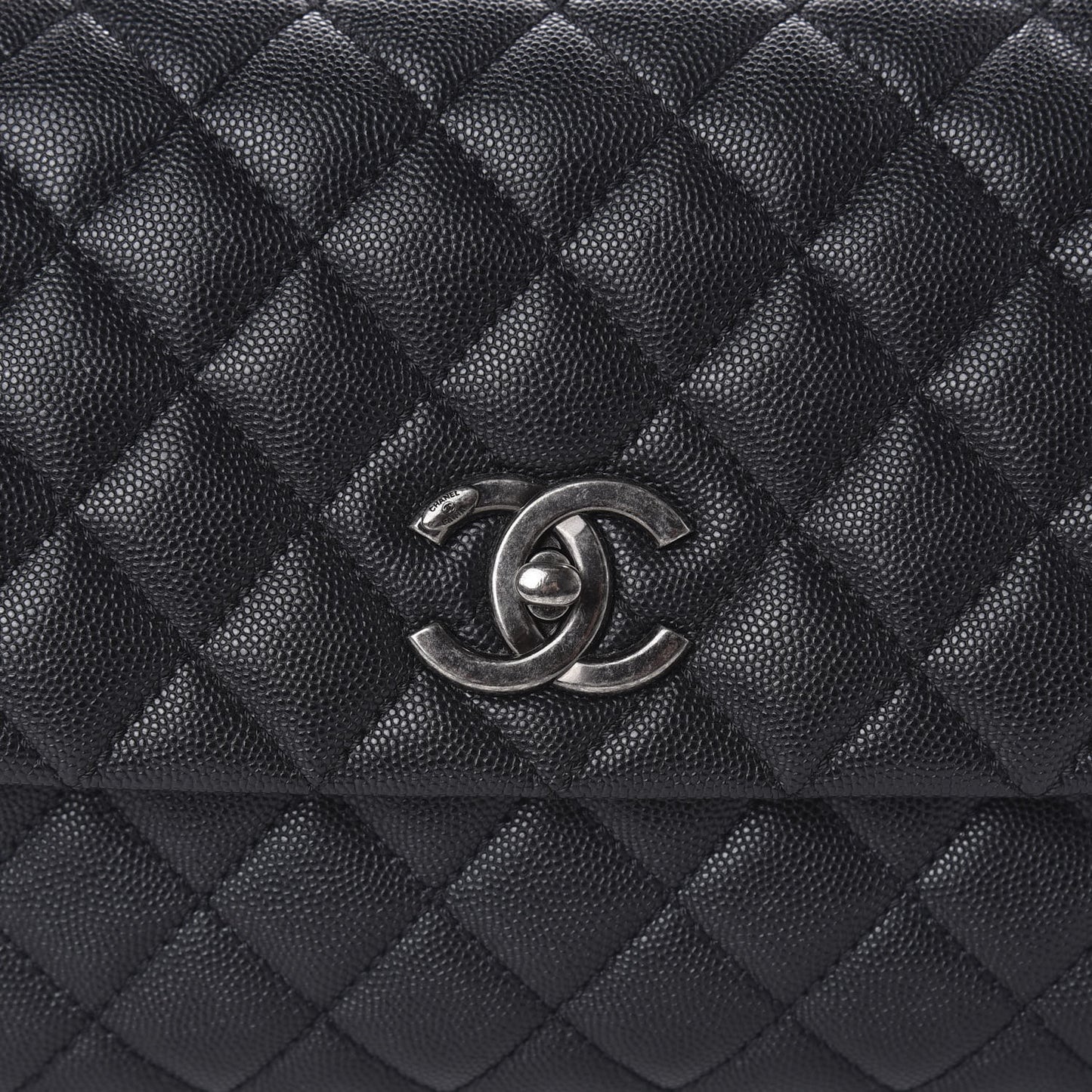 Caviar Quilted Small Coco Handle Flap Black