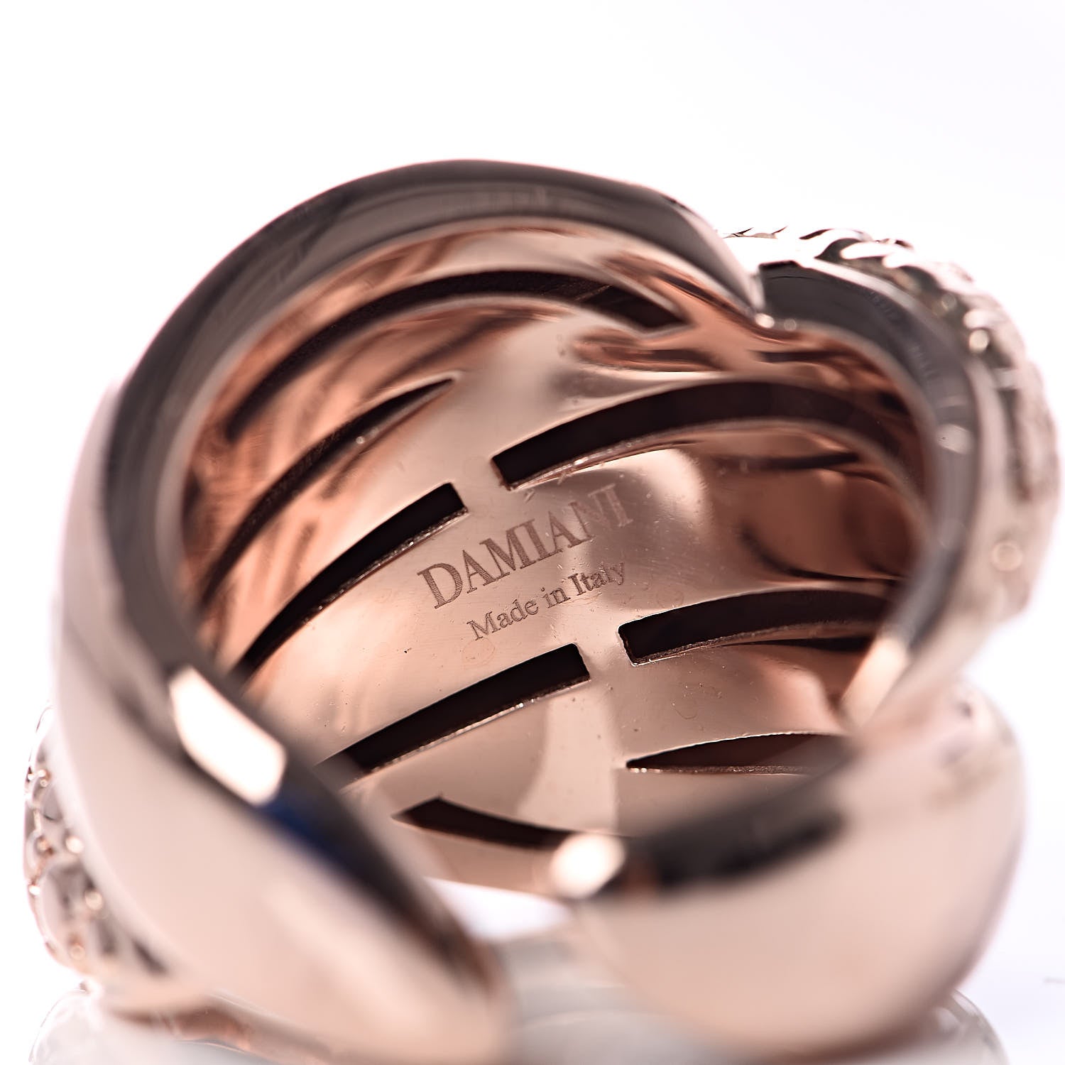 Damiani 10K Pink Gold Brown Diamond Gomitolo Band Ring 49 5 5 of 5