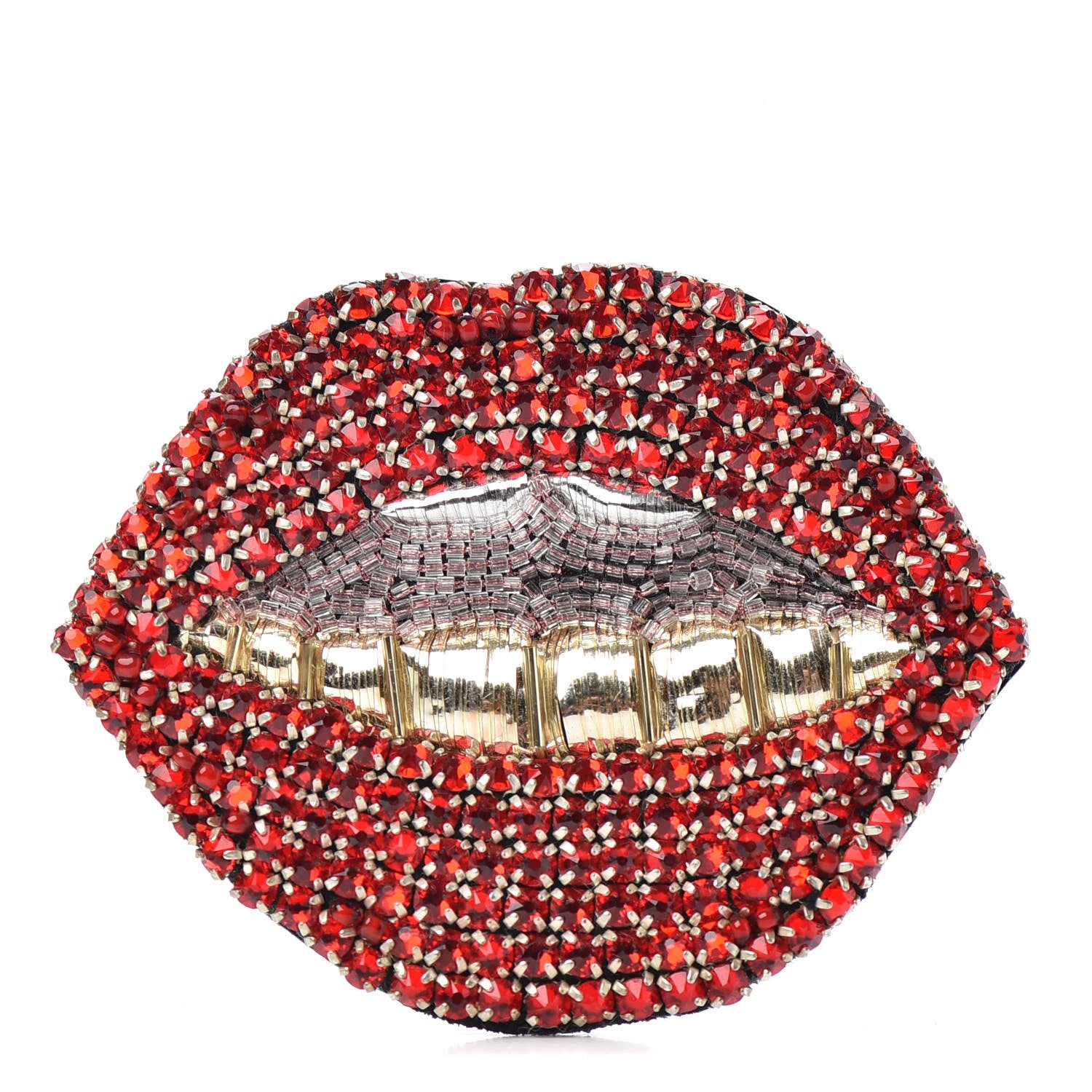 Gucci Crystal Beaded Lips Brooch Red 1 of 5