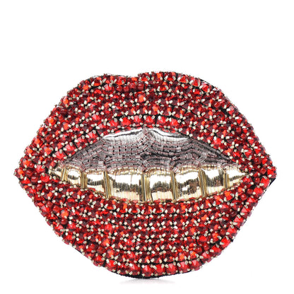 Gucci Crystal Beaded Lips Brooch Red 1 of 5
