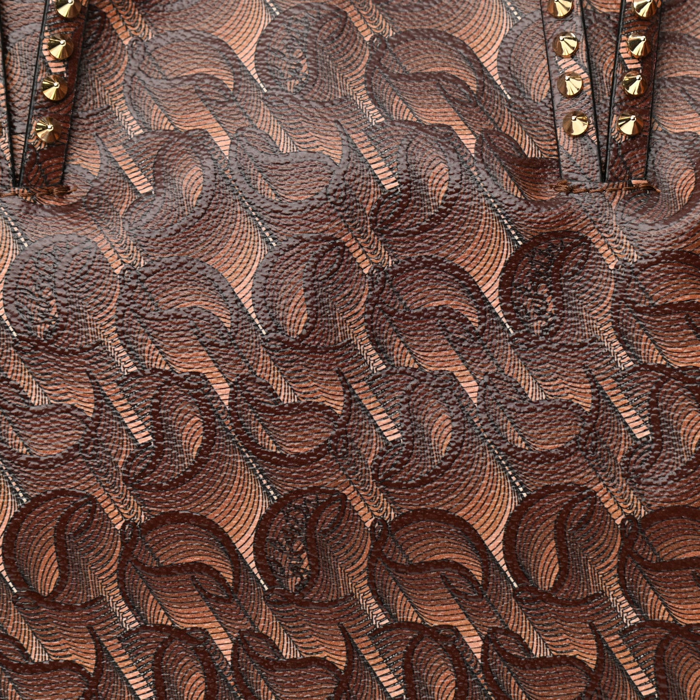 Toile Monogram Calfskin Printed Spikes East West Cabata Tote Bizon