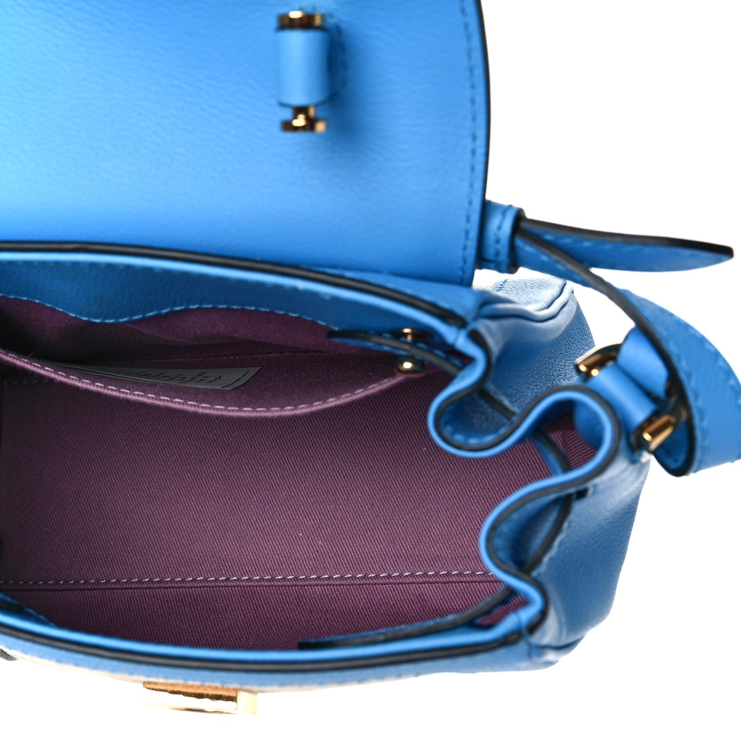 Calfskin Canvas Medusa Small Top Handle Handbag Blue