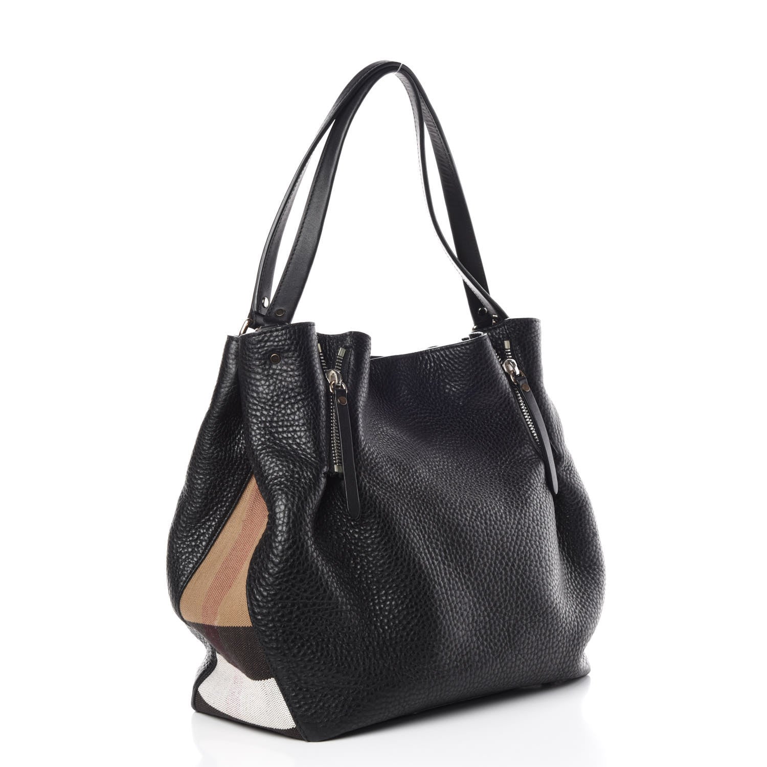 Burberry Grainy Calfskin House Check Medium Maidstone Black 3 of 11