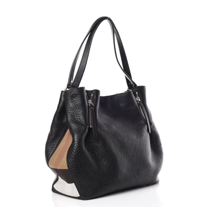 Burberry Grainy Calfskin House Check Medium Maidstone Black 3 of 11