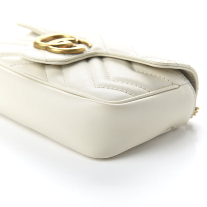 Gucci Calfskin Matelasse Super Mini GG Marmont Shoulder Bag White 7 of 11