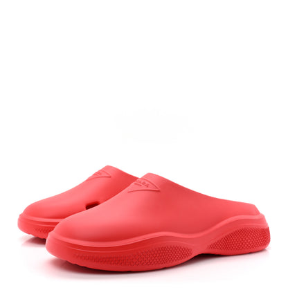 Prada Soft Mellow Rubber Embossed Mens Triangle Logo Mules 41 Rosso 4 of 10