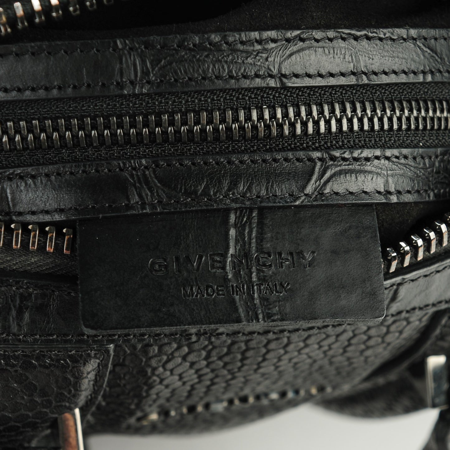 Calfskin Crocodile Embossed Mini Lucrezia Black