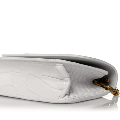 Balenciaga Extra Supple Calfskin Crocodile Embossed Gossip Wallet On Chain Optic White 9 of 9