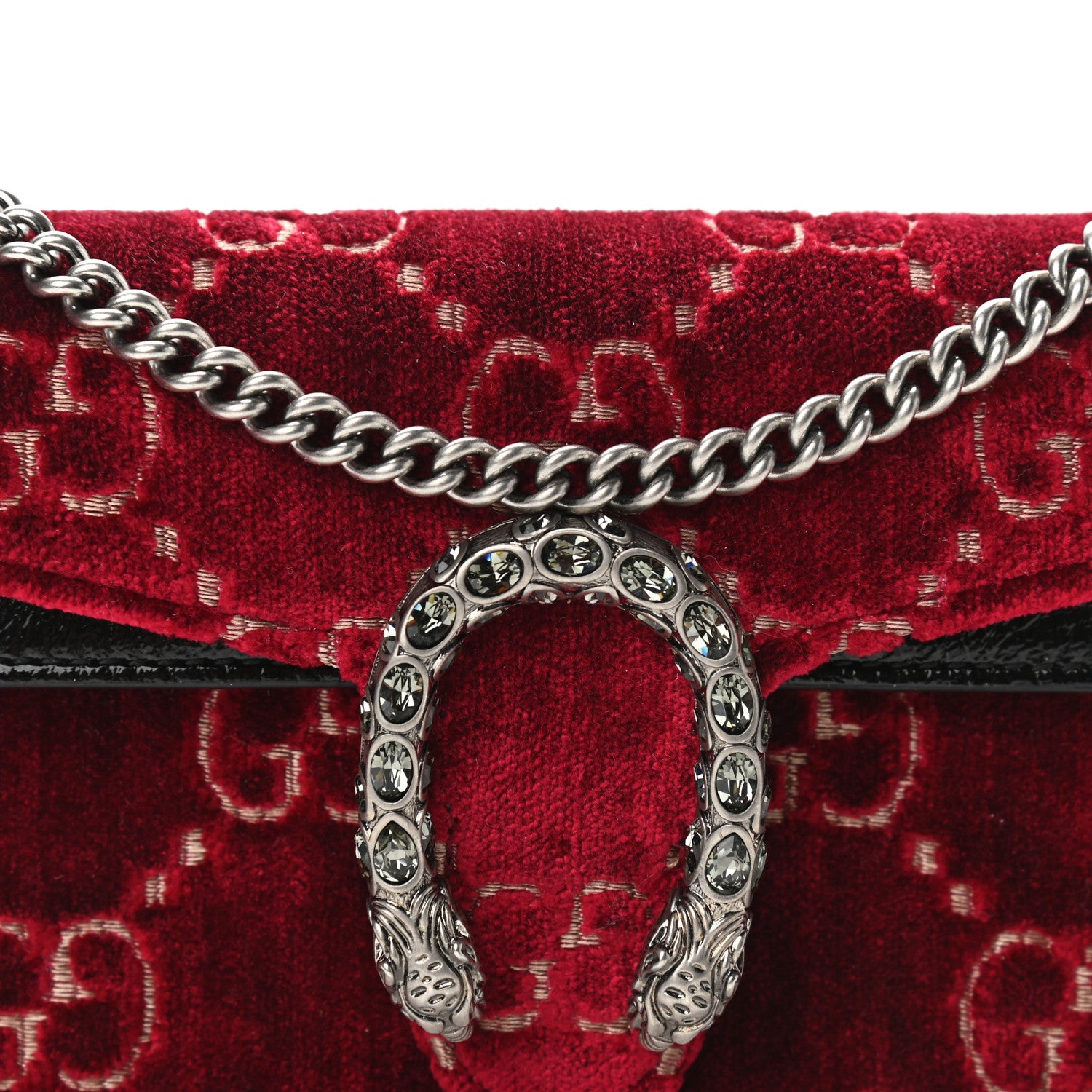 Gucci Velvet GG Monogram Super Mini Dionysus Shoulder Bag Red Cipria Black 7 of 11