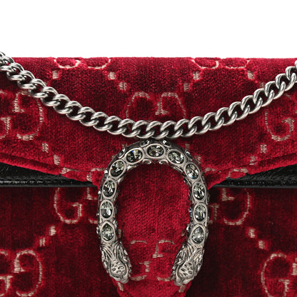 Gucci Velvet GG Monogram Super Mini Dionysus Shoulder Bag Red Cipria Black 7 of 11