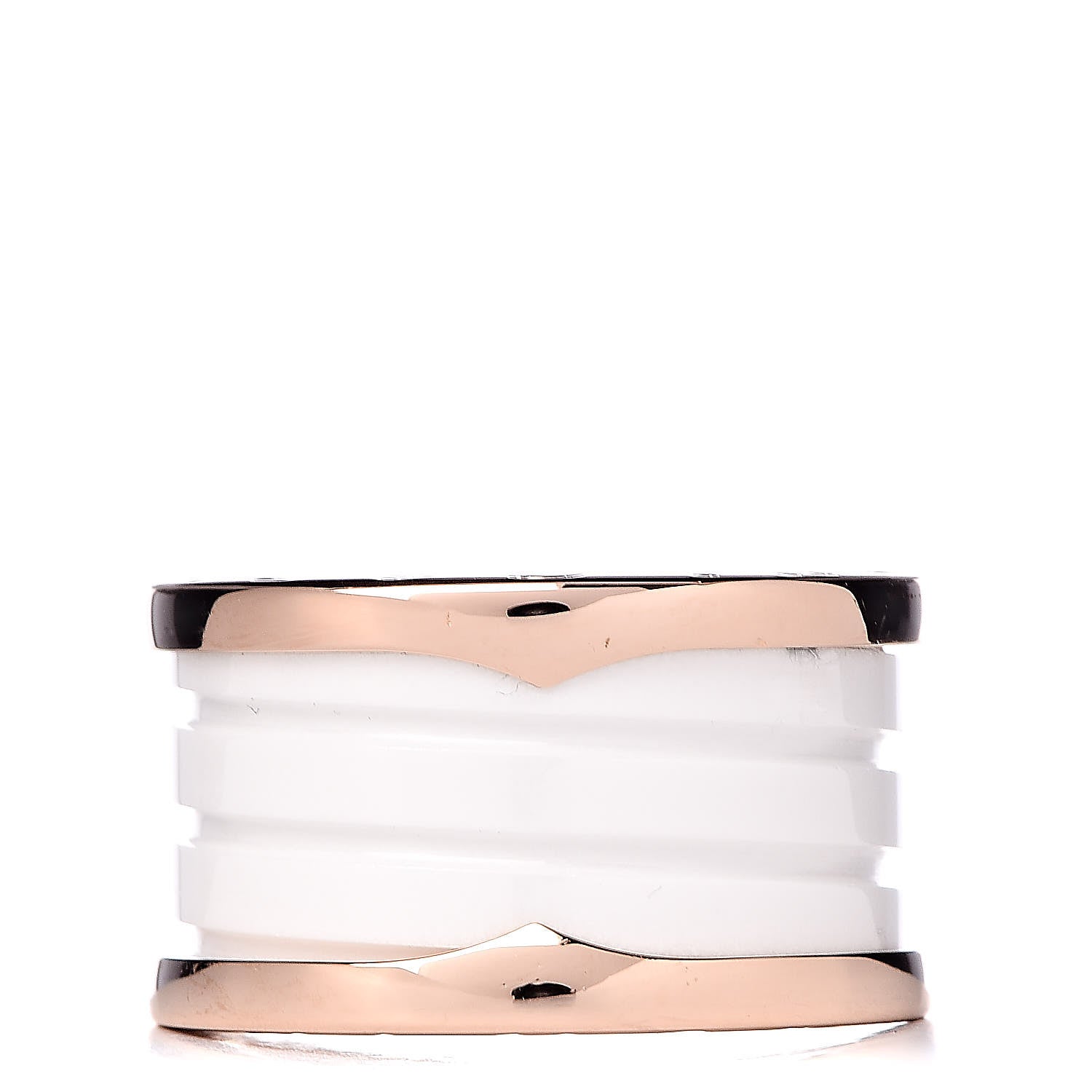 Bulgari 18K Rose Gold White Ceramic B.Zero1 Four-Band Ring 49 4.75 1 of 6