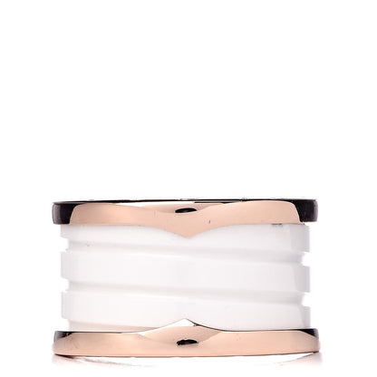 Bulgari 18K Rose Gold White Ceramic B.Zero1 Four-Band Ring 49 4.75 1 of 6