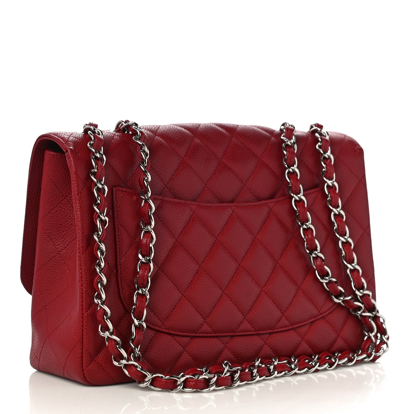 Caviar Quilted Jumbo Single Flap Red
