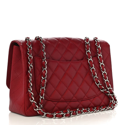Chanel Caviar Quilted Jumbo Single Flap Red 3 of 10