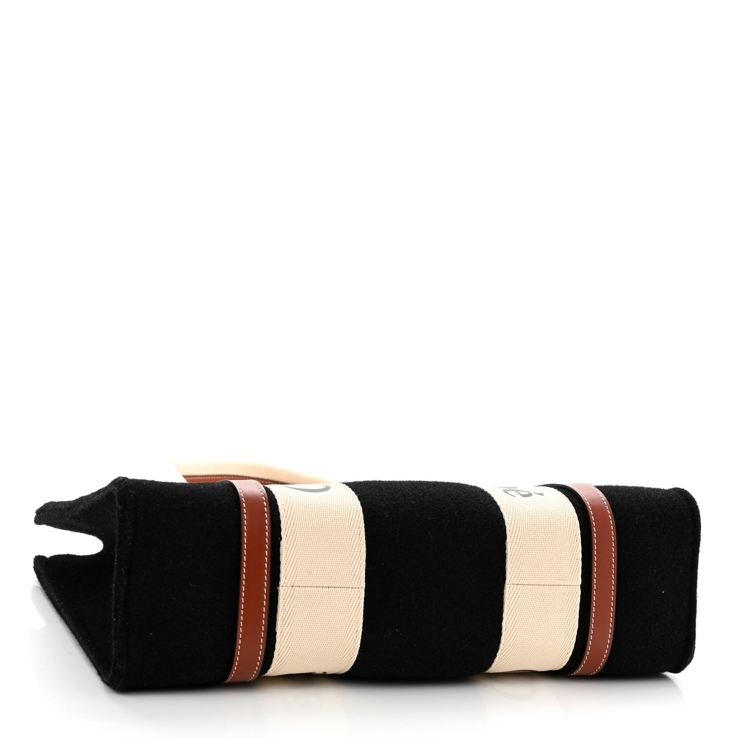 Felt Calfskin Medium Woody Ribbon Tote Black