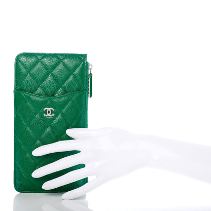 Chanel Caviar Quilted Classic Flat Wallet Pouch Green 2 of 7
