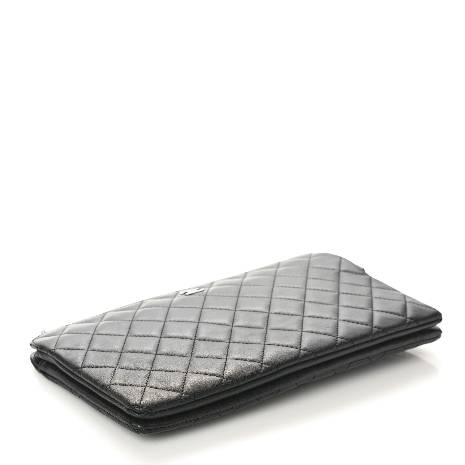 Chanel Lambskin Quilted Large Zipped Clutch Black 4 of 9