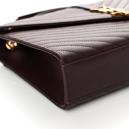 Saint Laurent Grain De Poudre Matelasse Chevron Large Monogram Satchel Rouge Legion 8 of 12