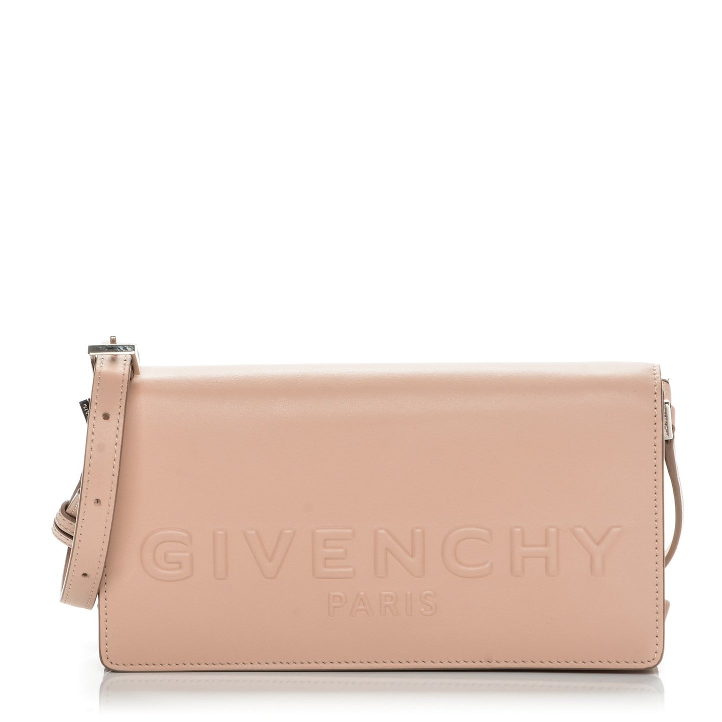 Calfskin Logo Debossed Crossbody Light Pink