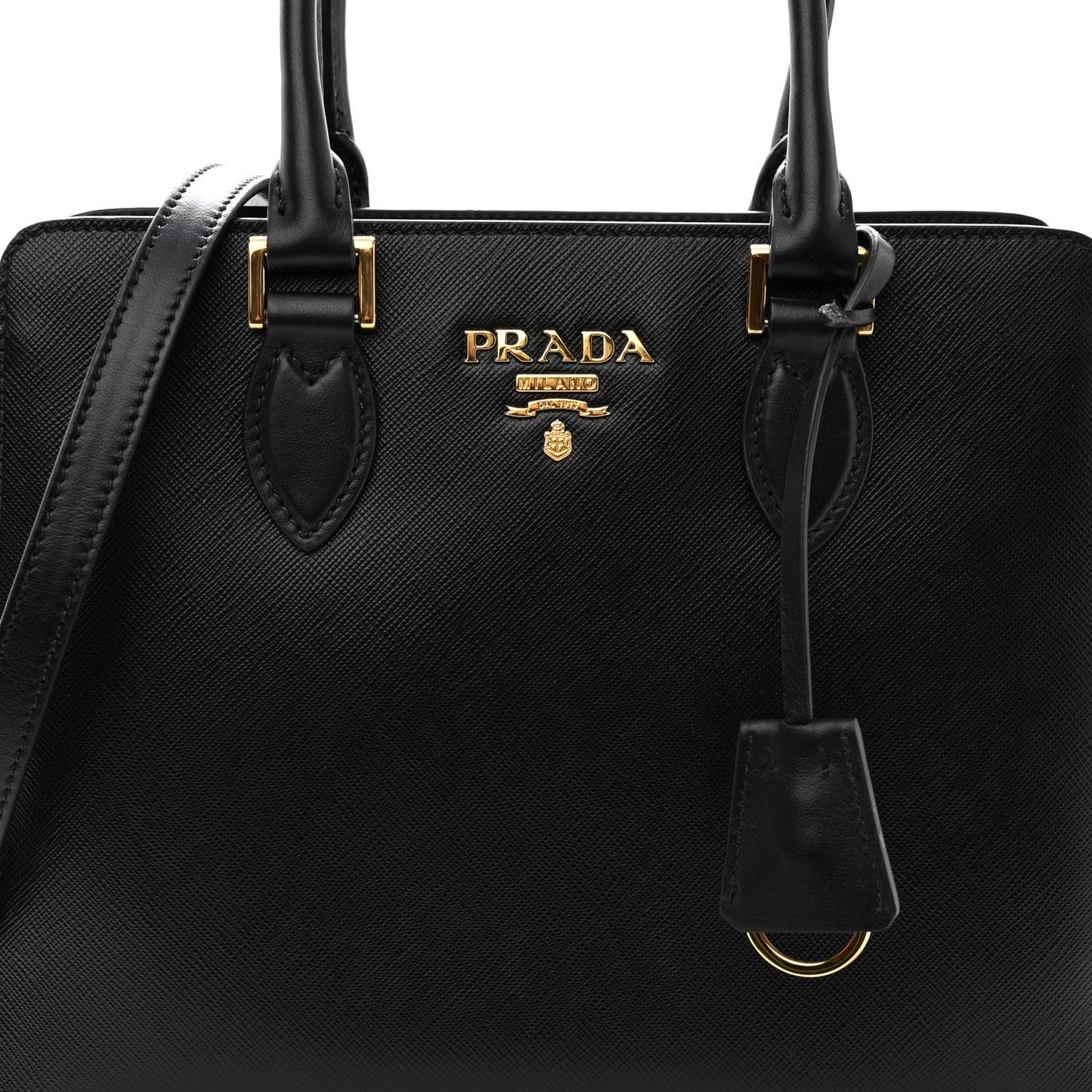 Saffiano Soft Calfskin Small Zippered Tote Black