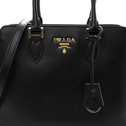 Prada Saffiano Soft Calfskin Small Zippered Tote Black 7 of 9