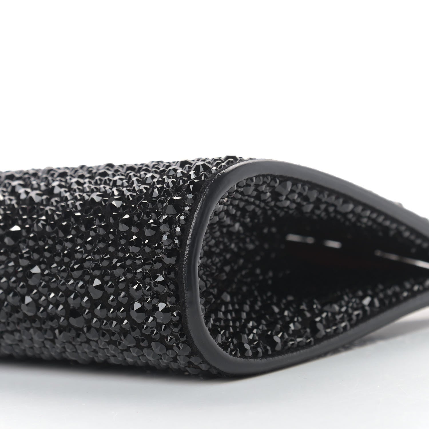 Christian Louboutin Suede Crystal Strass Small Palmette Clutch Black 8 of 8