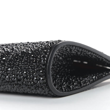 Christian Louboutin Suede Crystal Strass Small Palmette Clutch Black 8 of 8