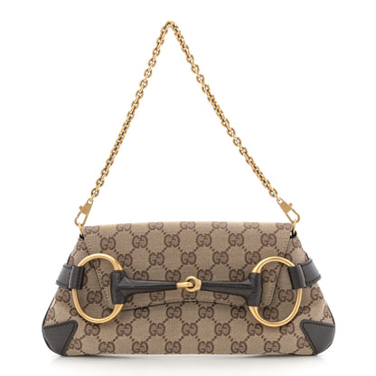 Gucci Monogram Horsebit Clutch Dark Brown 1 of 10