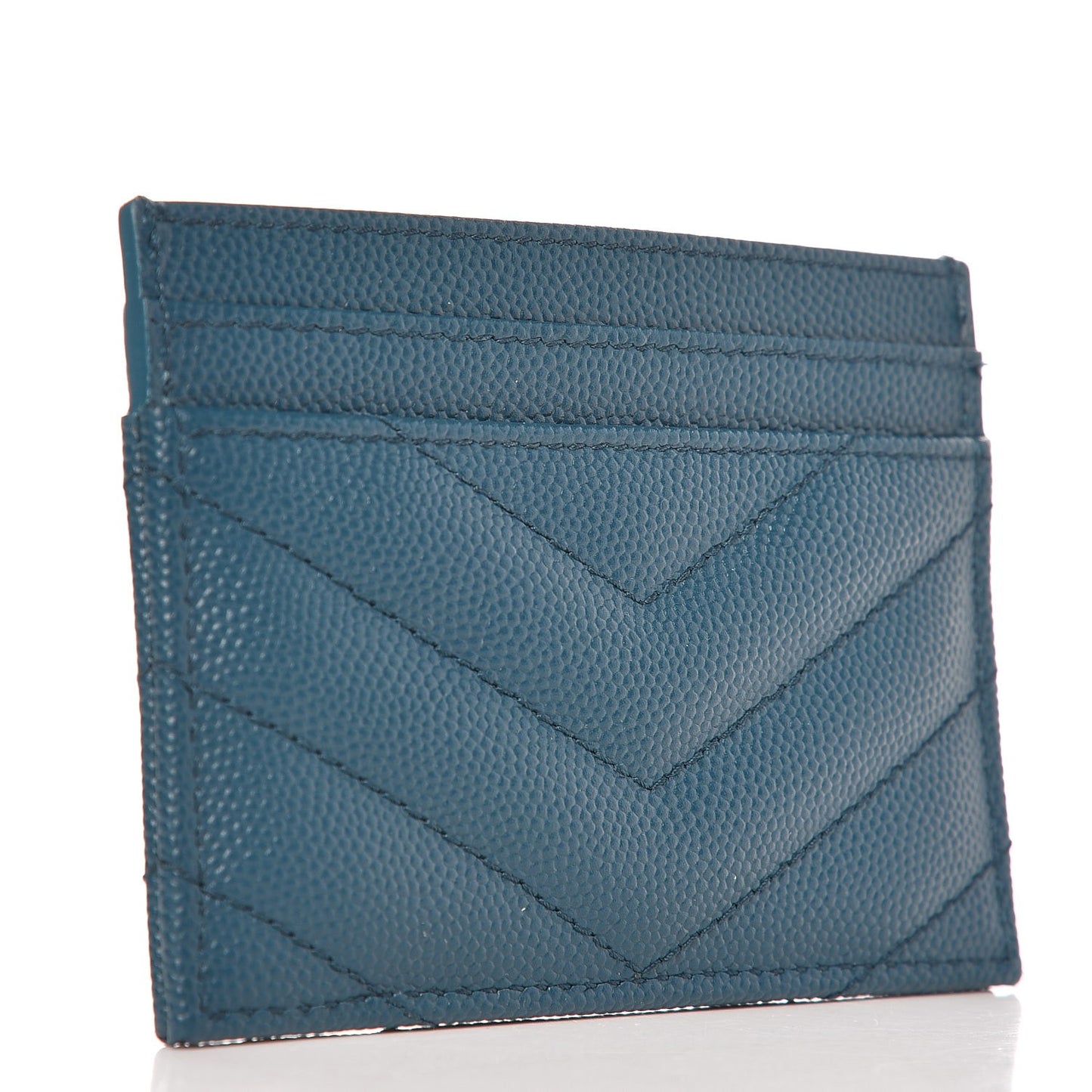 Grain De Poudre Matelasse Chevron Monogram Credit Card Case Peacock Green