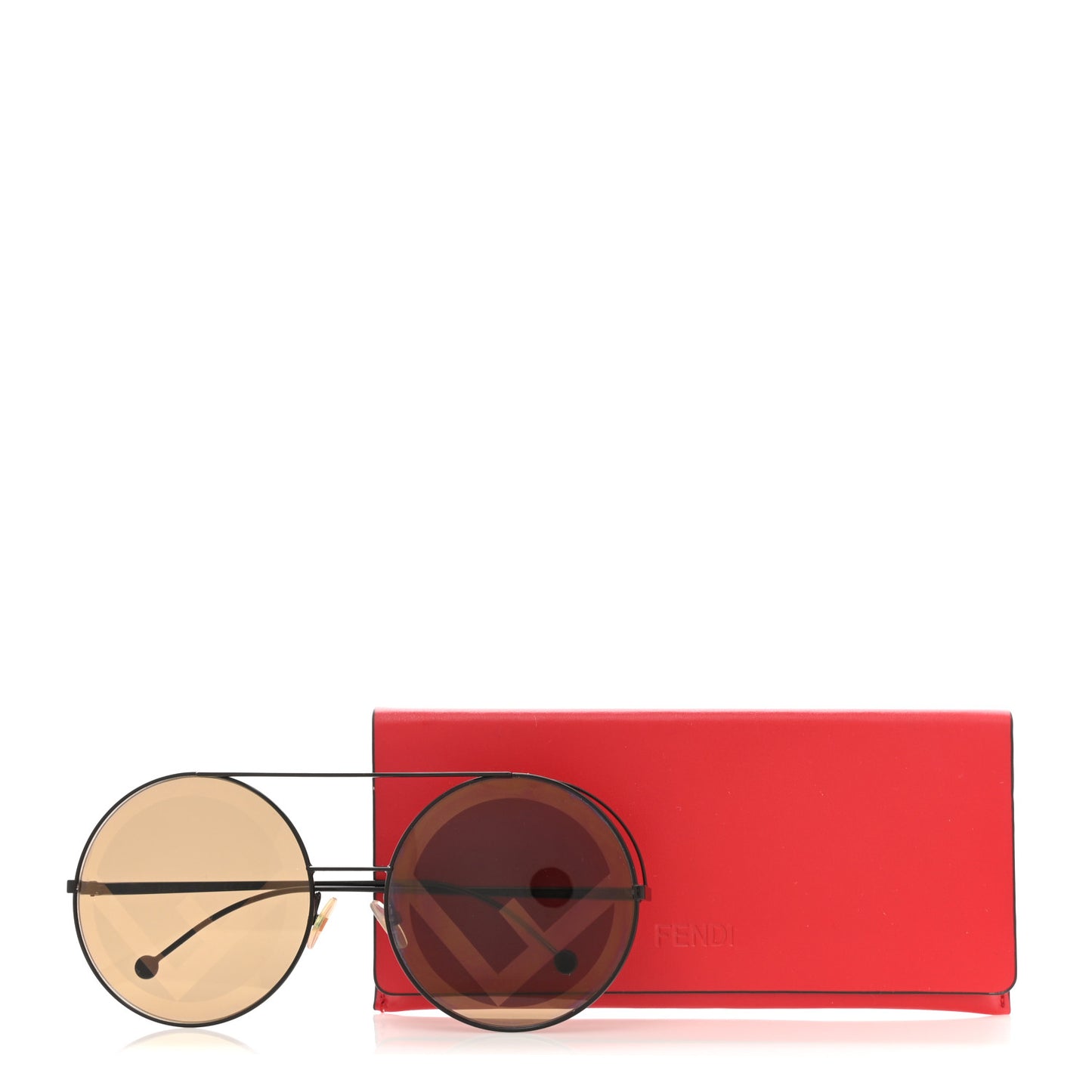 Metal F is Fendi Printed Run Away Round Frame Sunglasses FF 0285/S Brown