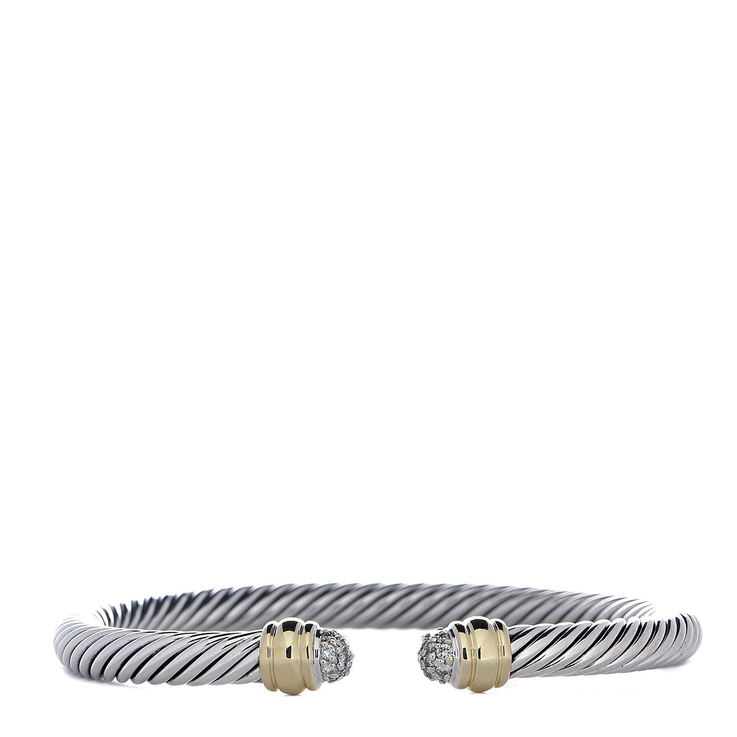 Sterling Silver 18K Yellow Gold Diamond Cable Classics Bracelet