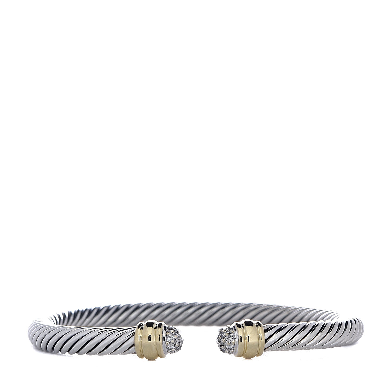 David Yurman Sterling Silver 18K Yellow Gold Diamond Cable Classics Bracelet 1 of 4
