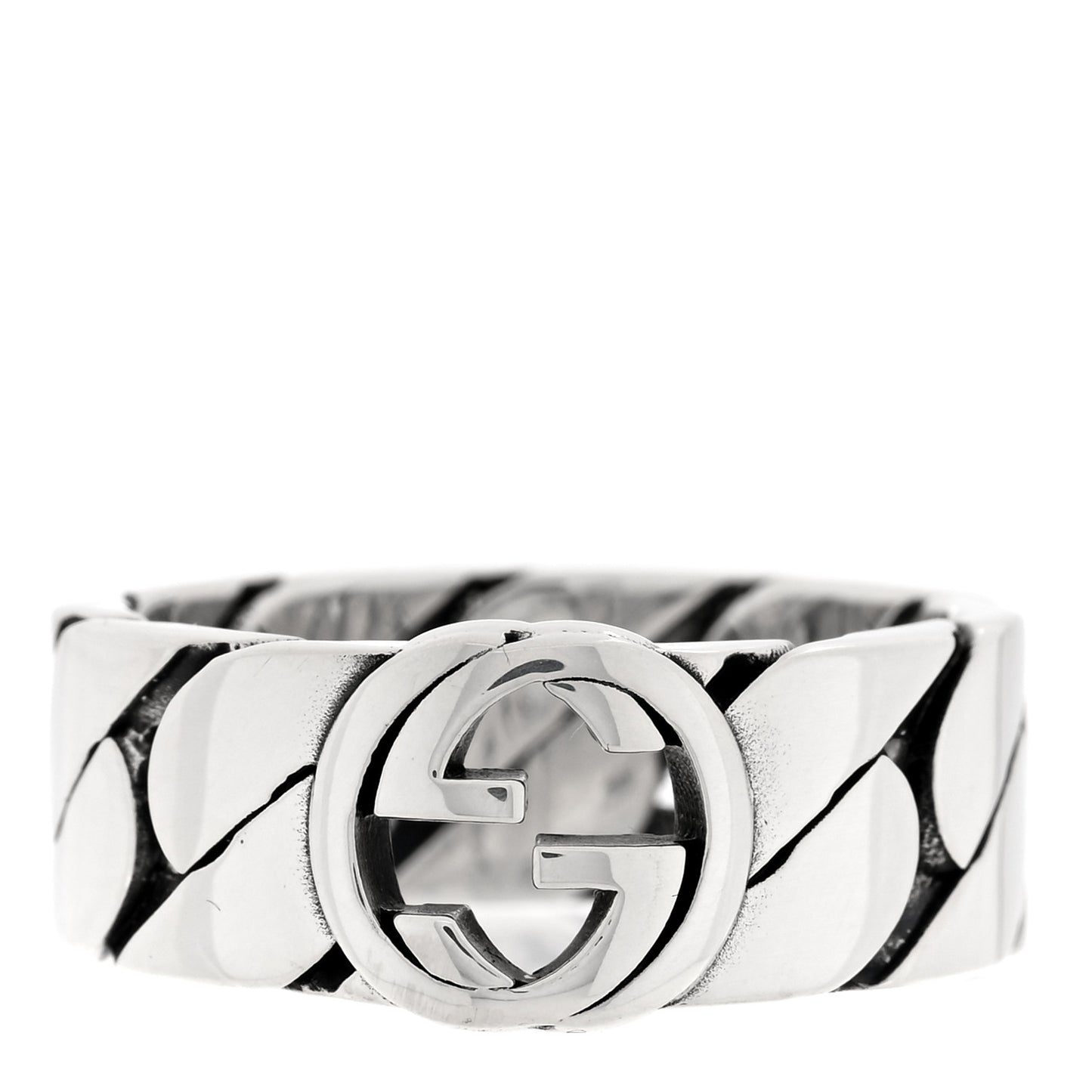 Sterling Silver Interlocking G Chainlink Wide Band Ring 58 8.25