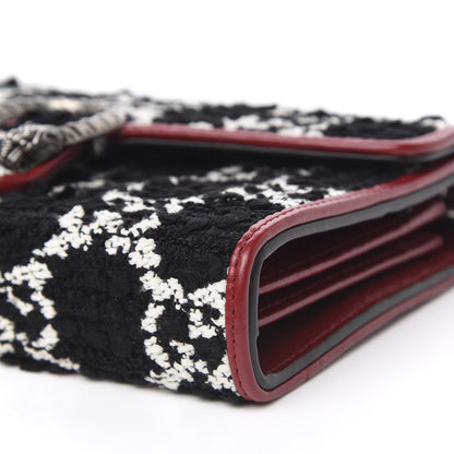 Gucci Tweed GG Monogram Mini Dionysus Chain Wallet Black White Romantic Cherry 9 of 10