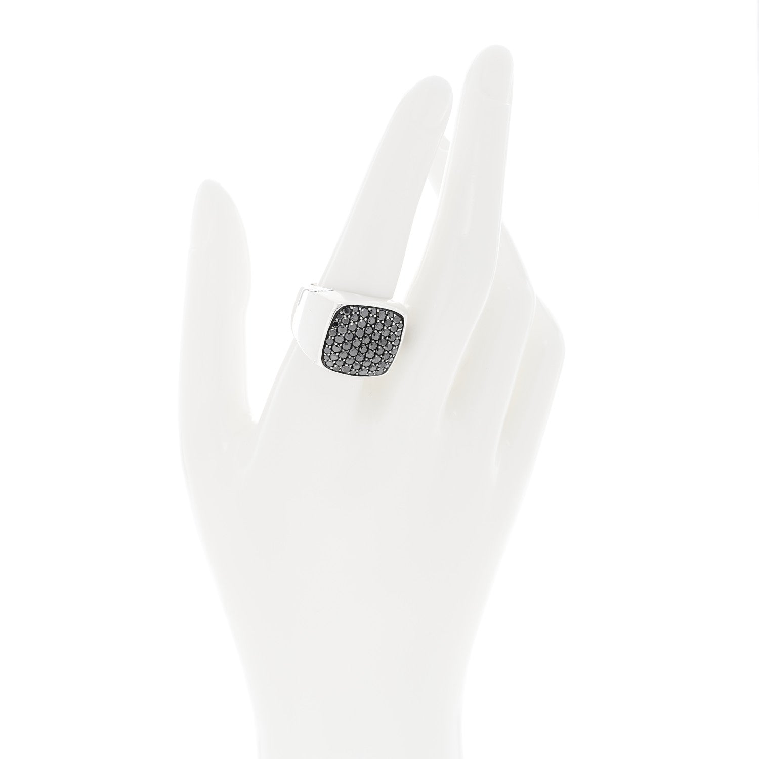 David Yurman Sterling Silver Black Diamond Streamline Signet Ring 57 8 2 of 5