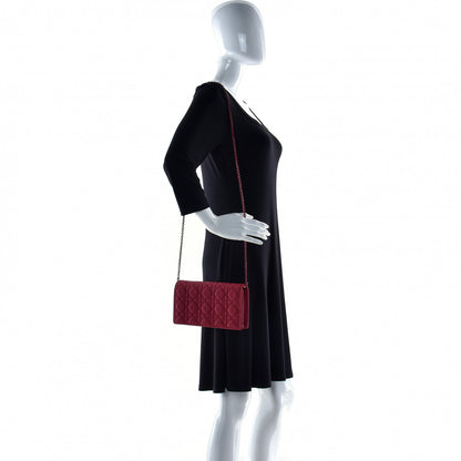 Christian Dior Ultra Matte Calfskin Cannage Lady Dior Clutch Cerise 2 of 17