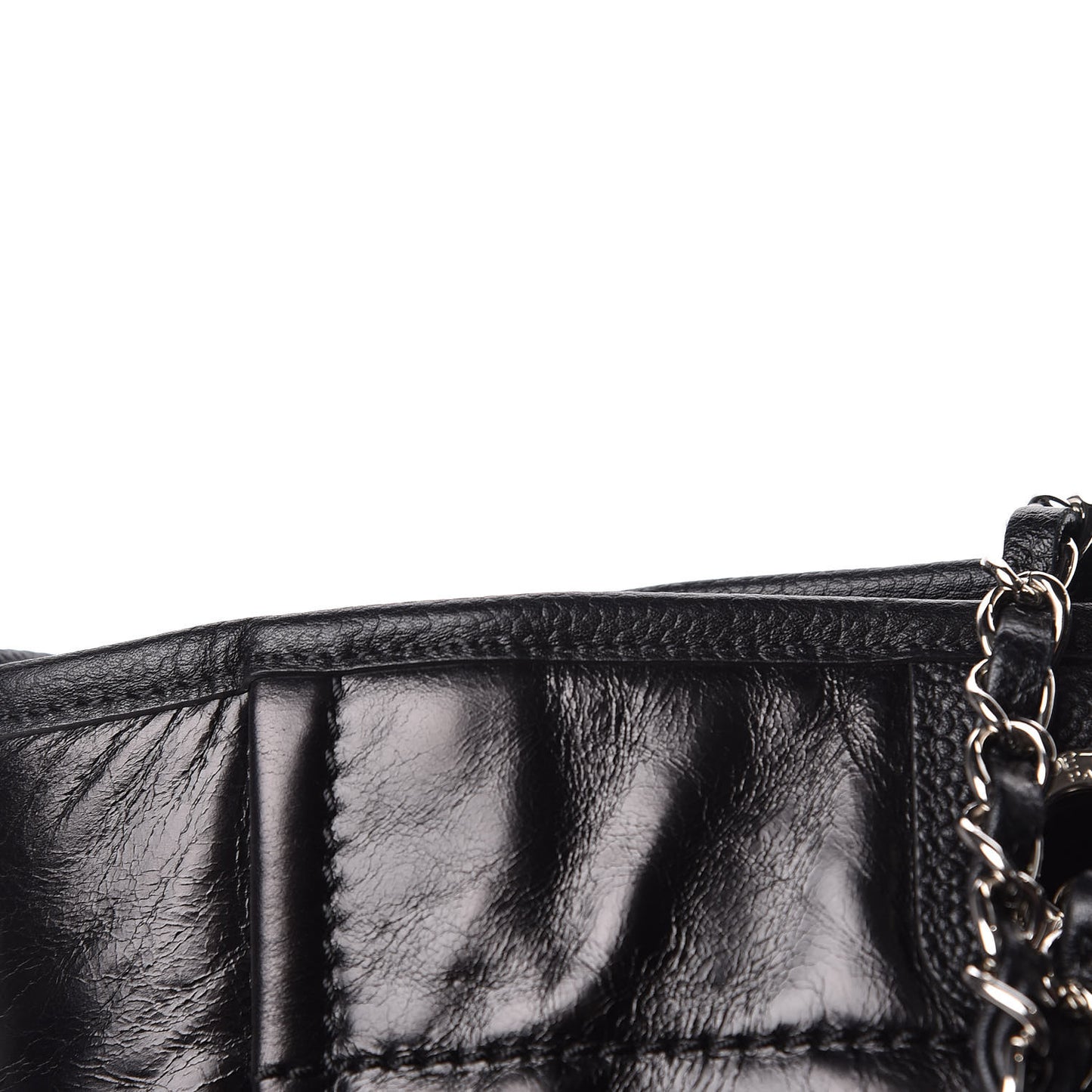 Glazed Calfskin Small Deauville Tote Black