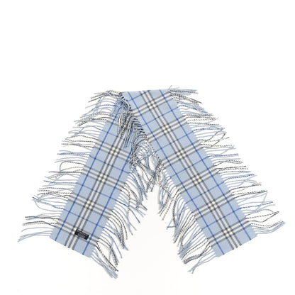 Burberry Cashmere Check Happy Fringe Scarf Light Blue 2 of 3
