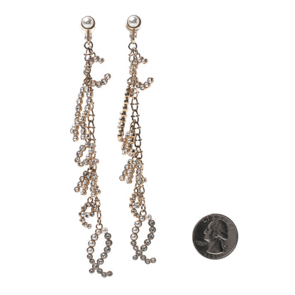 Chanel Metal Glass Swirling Pearls Dangle Earrings Gold 2 of 4