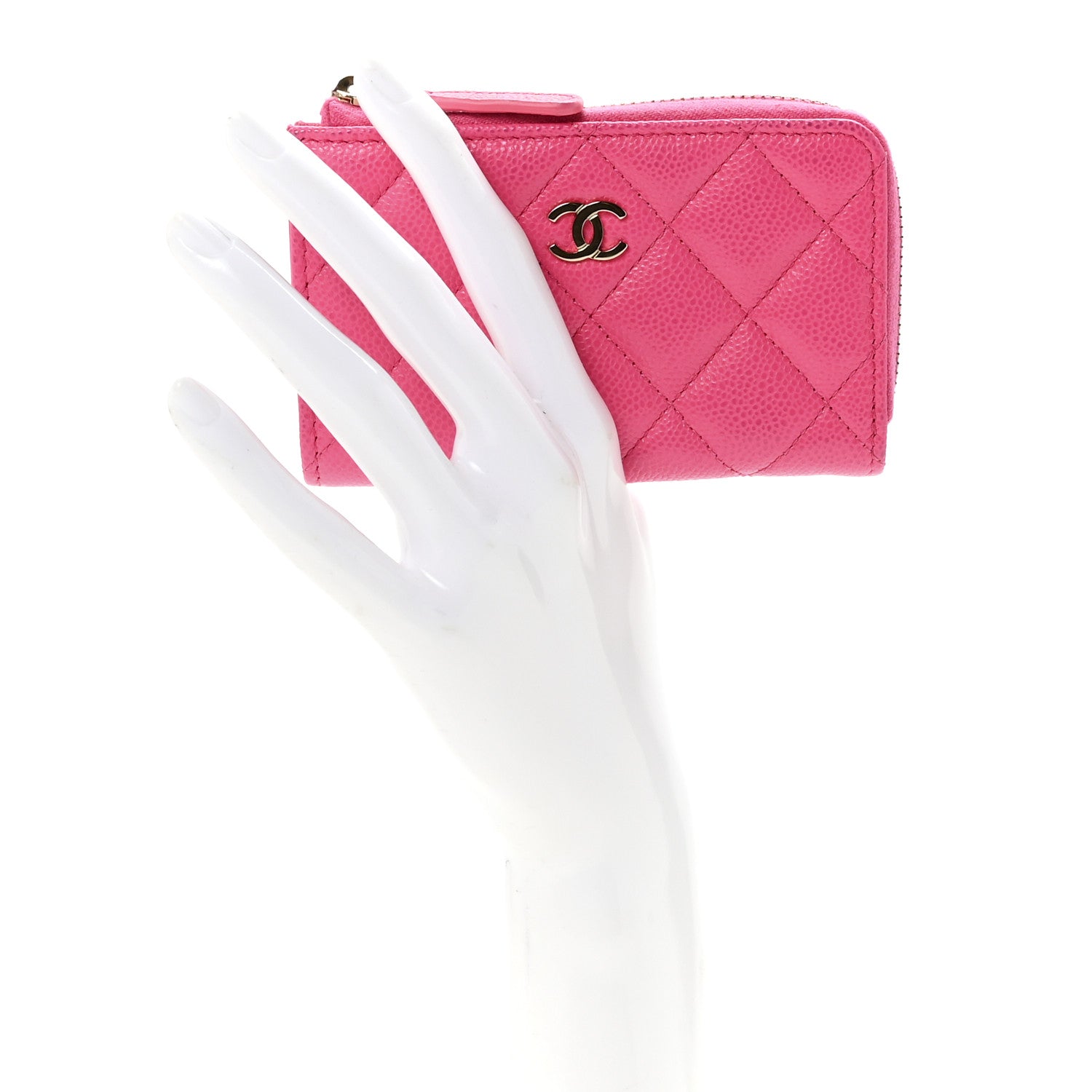 Chanel Caviar Quilted Zipped Key Holder Case Pink 2 of 7
