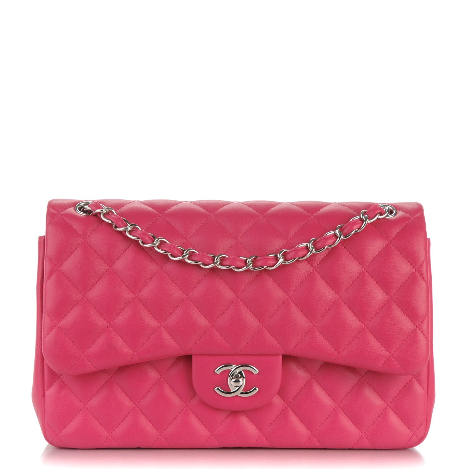 Chanel Lambskin Quilted Jumbo Double Flap Dark Pink 1 of 11