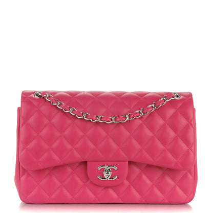 Chanel Lambskin Quilted Jumbo Double Flap Dark Pink 1 of 11