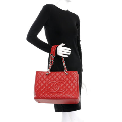 Chanel Caviar Quilted Grand Shopping Tote GST Red 2 of 11